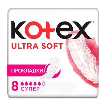 Kotex Ultra Soft Супер, прокладки, 8 шт.