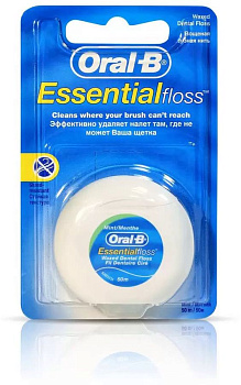 ORAL-B Essential floss, вощеная мятная зубная нить, 50 м