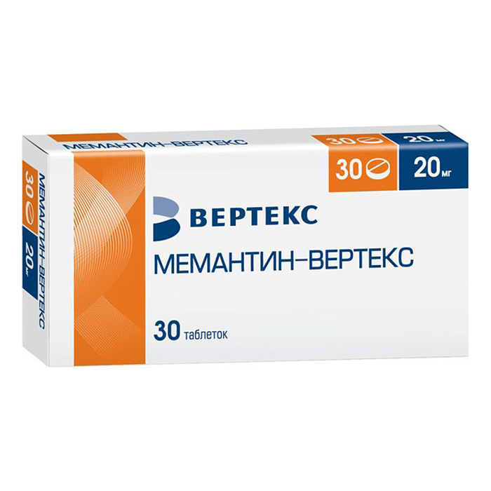 Мемантин-Вертекс таблетки, покрытые пленочной оболочкой 20 мг, 30 шт. 