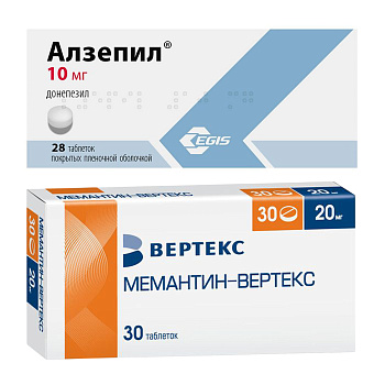 Набор Алзепил таб 10мг 28шт и Мемантин-Вертекс таб 20мг 30шт 
