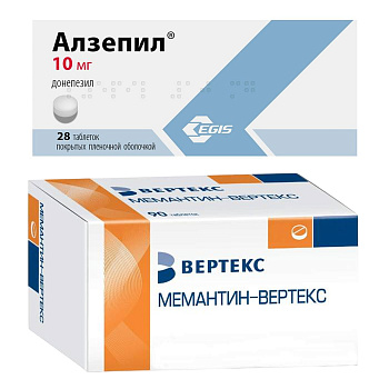 Набор Алзепил таб 10мг 28шт и Мемантин-Вертекс таб 20мг 90шт 