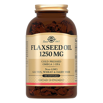 Солгар Льняное масло, капсулы 1250 мг, 100 шт.