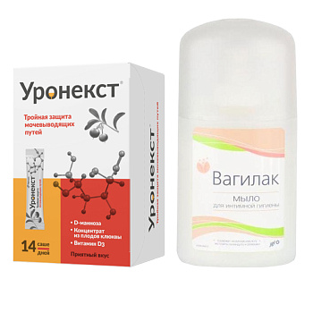 Набор Вагилак мыло д/инт гиг 250мл и Уронекст пор саше 14шт