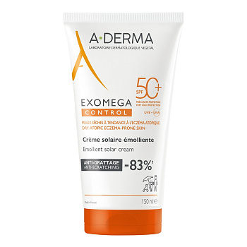 А-Дерма (A-Derma) Exomega Control крем-эмолент солнцезащитный смягчающий SPF50+, 150 мл